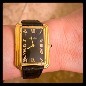 Cartier Black Face Gold watch